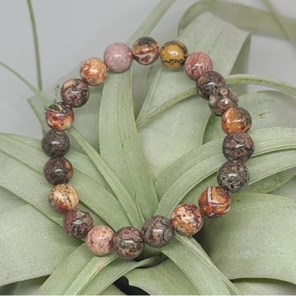 🆕New Healing Leopard Skin Jasper Gemstone Bracelet 8mm - Picture 1 of 2